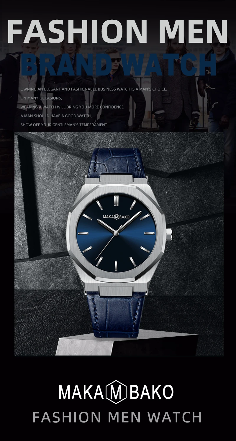 2021 New Luxury Genuine Leather Band Business Men's Quartz Watches Waterproof Creative All Black Dial Brand Male's Wristwatch