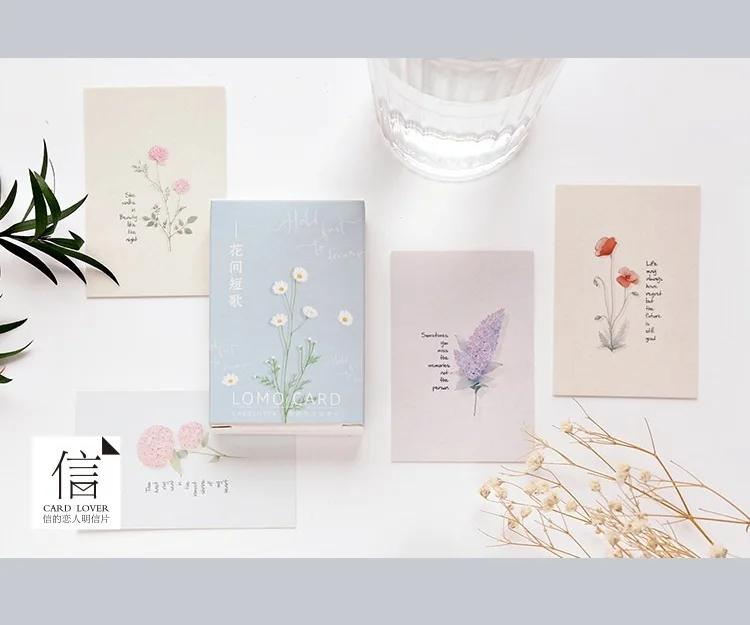 28 листов/Набор Красивые цветы серии Lomo карты мини открытка на день рождения Подарочная открытка с сообщением 52*80 мм