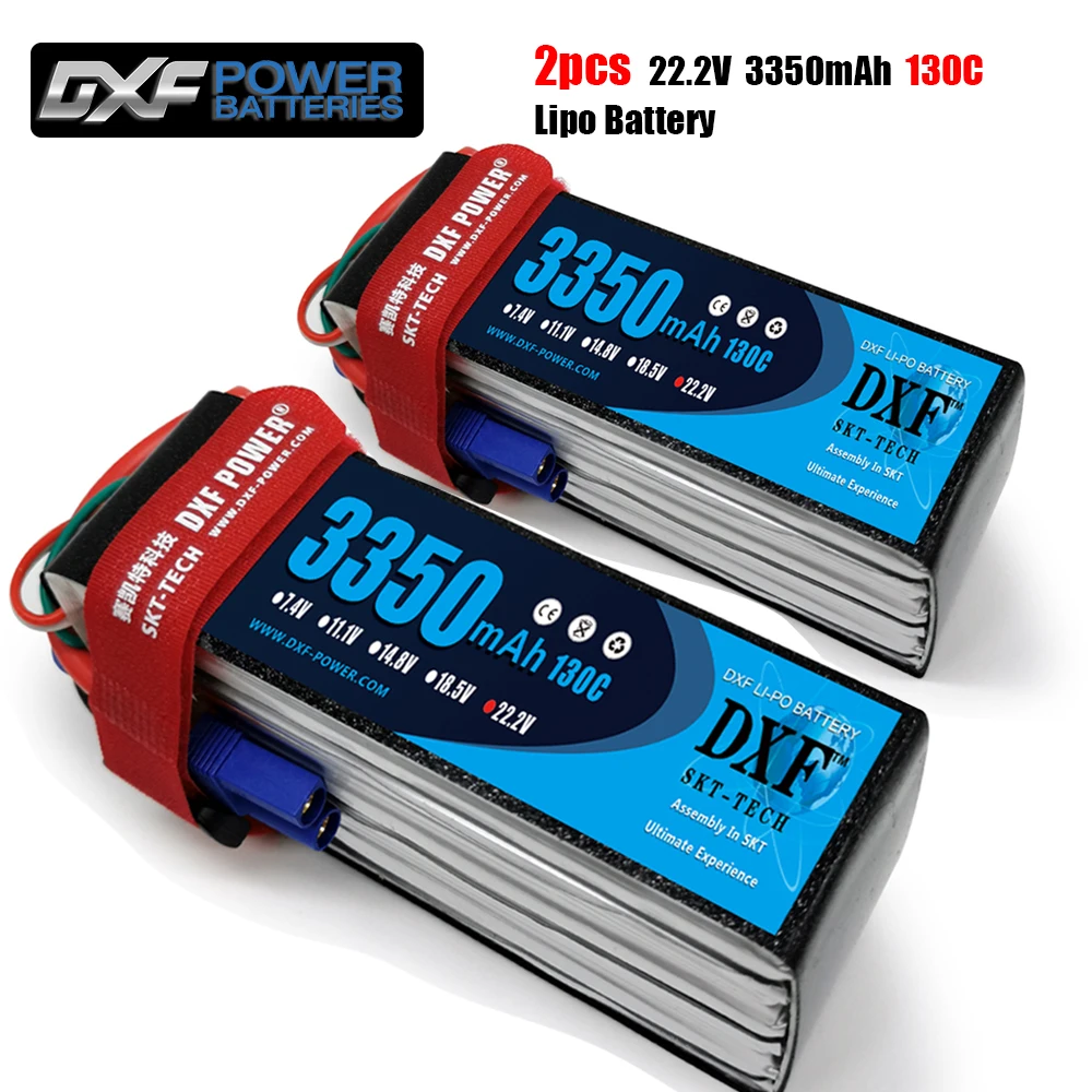 

2PCS DXF Lipo Battery 2S 3S 4S 6S 7.4V 11.1V 14.8V 22.2V 3350mAh 130C 260C for 1:10 RC Cars Boat Truck Buggy helicopter Drone