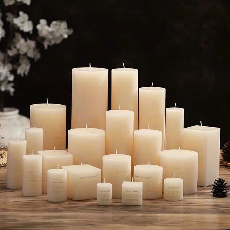 Classic Ivory White Candle Clindrical Romantic Smokeless Candle Home Decoration Shooting Background Props Birthday Gifts Party 1