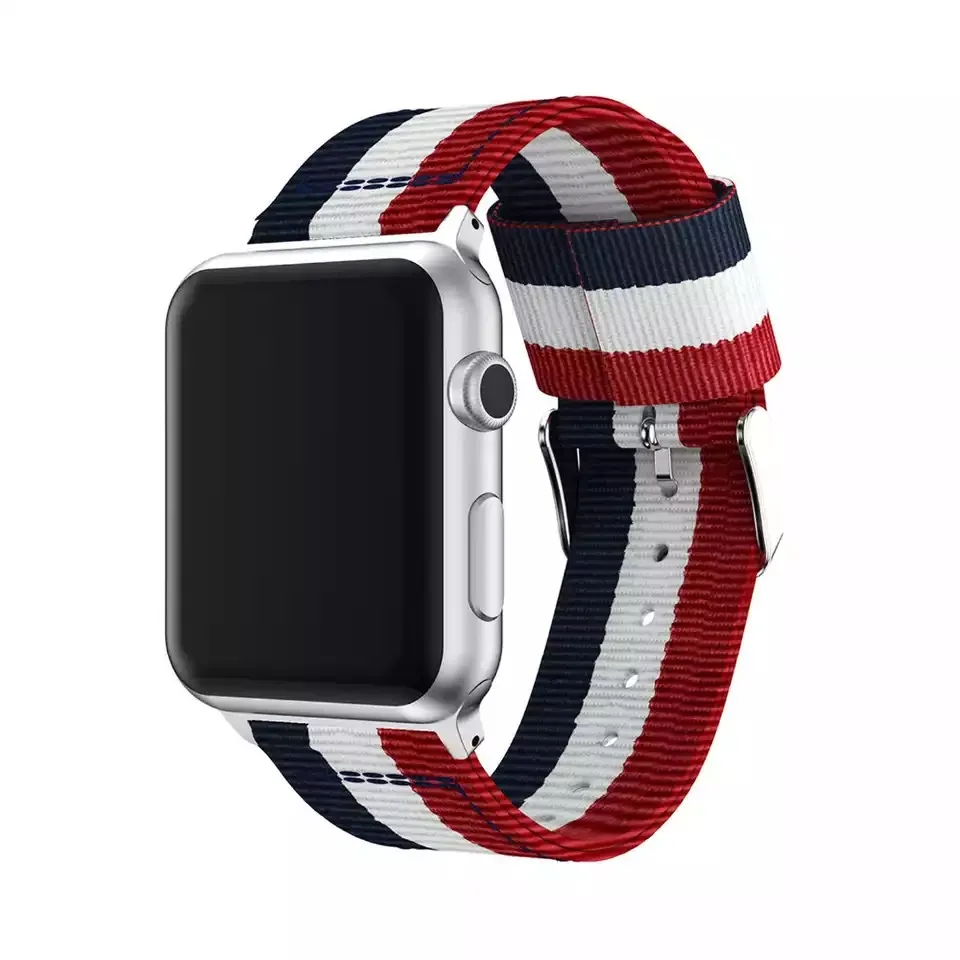 1 Нейлоновый ремешок для часов Apple Watch 38/42, Холщовый ремешок, серебристая кнопка, военные часы для Iwatch, группа 42 мм, серия 4/3/2/1 - Цвет ремешка: 1