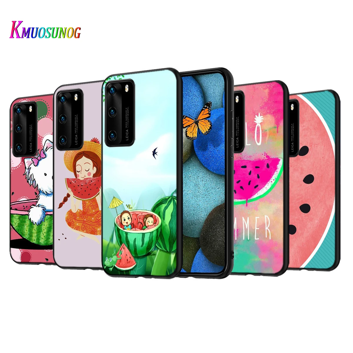 Силиконовый чехол для Huawei P50 P40 P30 P20 Pro P10 P9 F8 Lite E Plus 2016 5G черный ТПУ с изображением