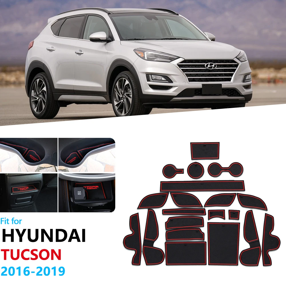 Противоскользящий резиновый коврик с прорезями для ворот и чашек Hyundai Tucson TL 2016 2017
