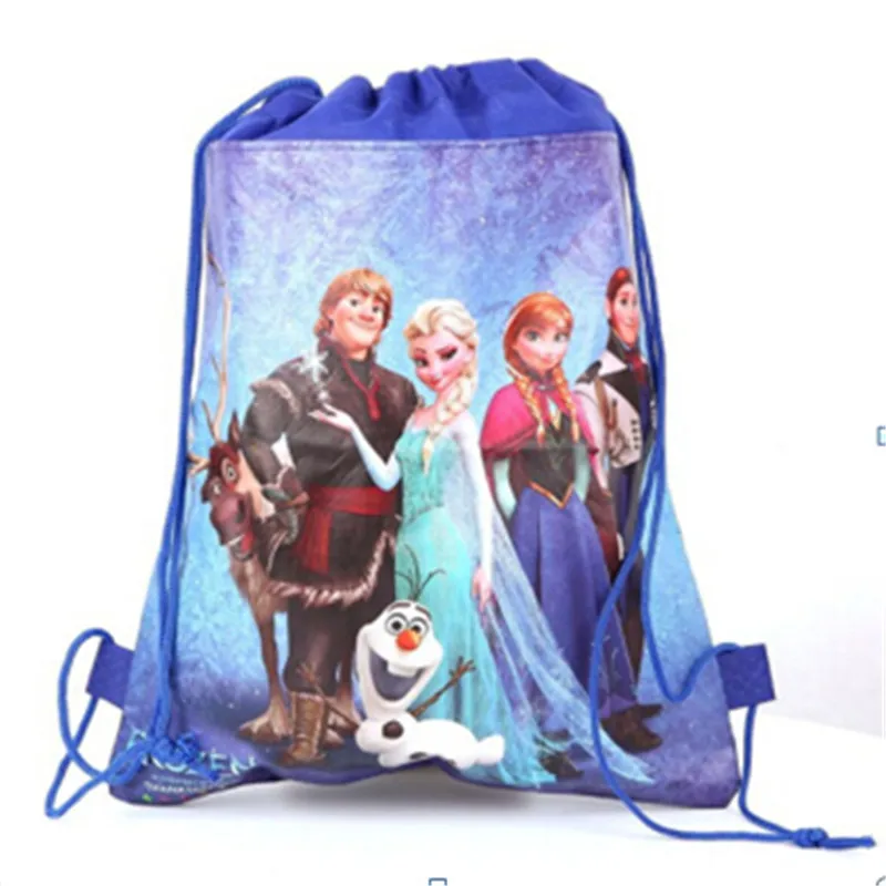 Disney Theme Frozen Elsa Kids Birthday Party Gift Bag Non-Woven Bag Fabric Backpack Child School Bag Decoration Drawstring Bag - Цвет: Frozen-bag-(2)