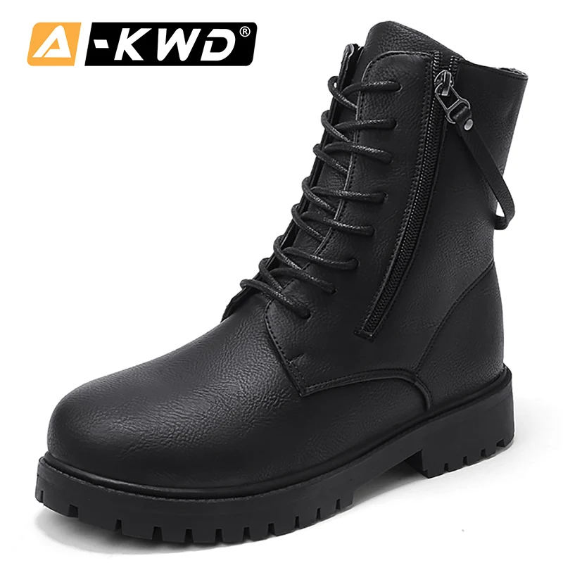 Fashion Black Men Shoes Winter Waterproof Boots Men Pu Work Shoes High Tops Sneakers Man Outdoor Casual Men Boots Heren Schoenen - Цвет: Black-Single