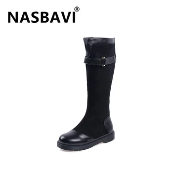 

PU Leather Women Long Boots Riding Casual Belt Buckle Zipper Autumn Winter Thigh High Loose Boots Botas Mujer Footwear