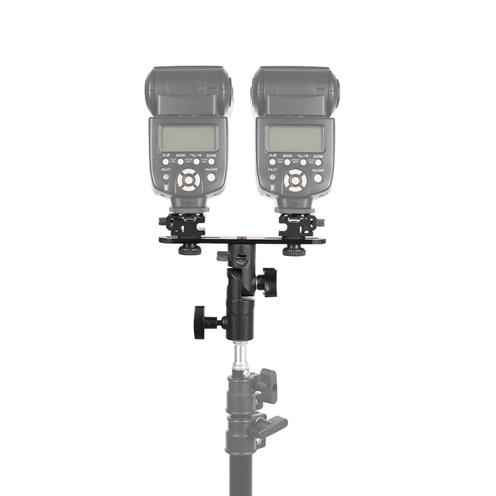 2 Hot Shoe Mounts Camera Flash Bracket Umbrella Holder Stand For Canon Nikon Sony Speedlite Monitor Microphone Monitor Camcorder