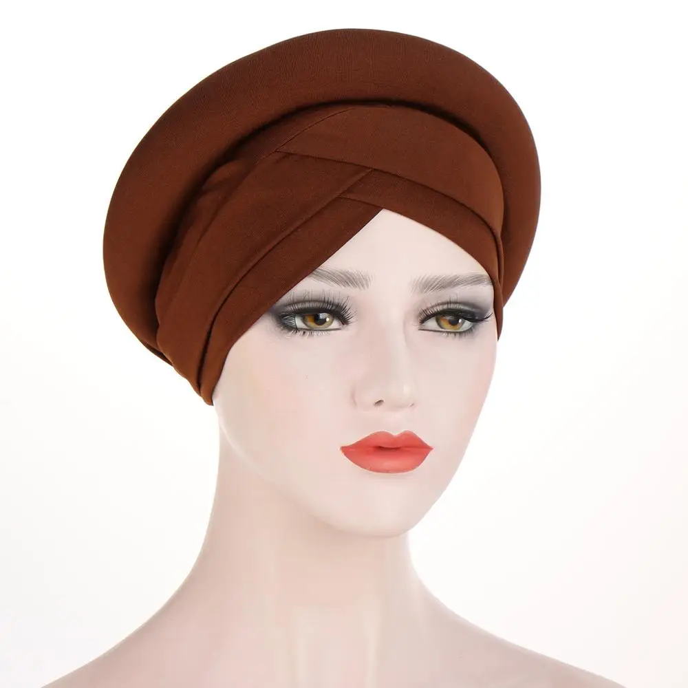 

2020 European and American solid color turban cap Semicircle stereo sponge Muslim chemotherapy cap