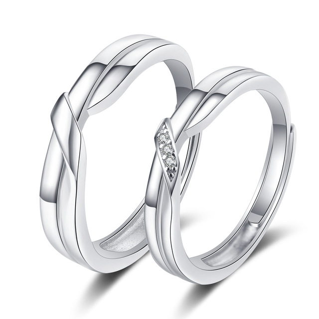 Pcs Lover Couple Zircon Adjustable Rings Love Rhinestone Opening Ring For Men Women Wedding Engagement Romantic Jewelry Gifts