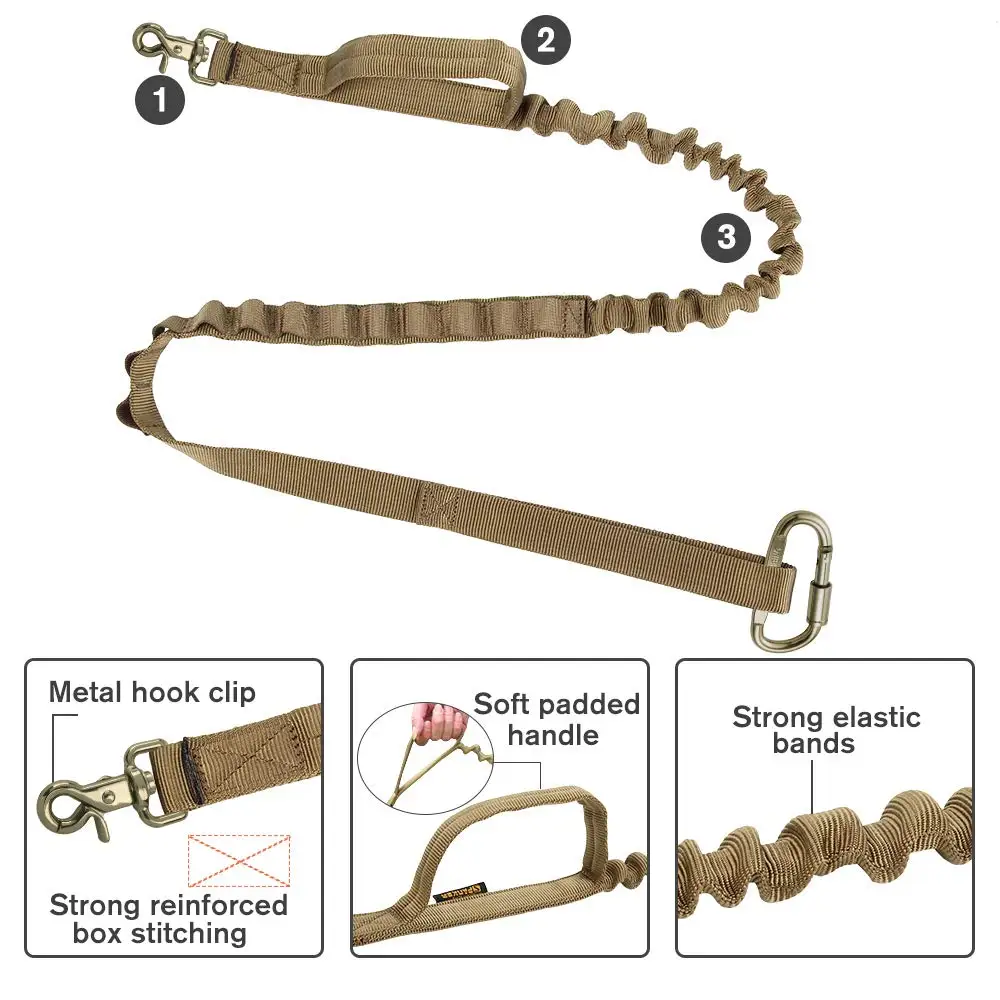 Тактический банджи собачий поводок 2 ручки быстросъемный кошачий поводок для собак домашних животных эластичный поводок военный поводок для дрессировки собак