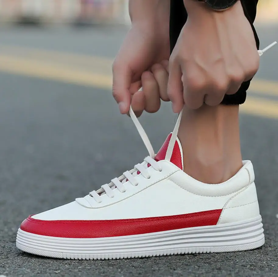 autumn Men platform Shoes Breathable Wear Resistant Flat Shoes Comfortable Summer White Round Toe Lace up chunky Snekaers