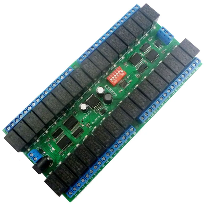 R421C32 DC12V 32 канала Modbus RTU RS485 автобус Релейный Модуль UART последовательный порт плата для PLC светодиодный замок домашней автоматизации