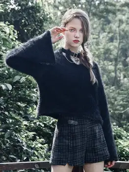 

Punk Rave Women's Flare Sleeved Fluffy Sweaters With Detachable Choker PM-156TM