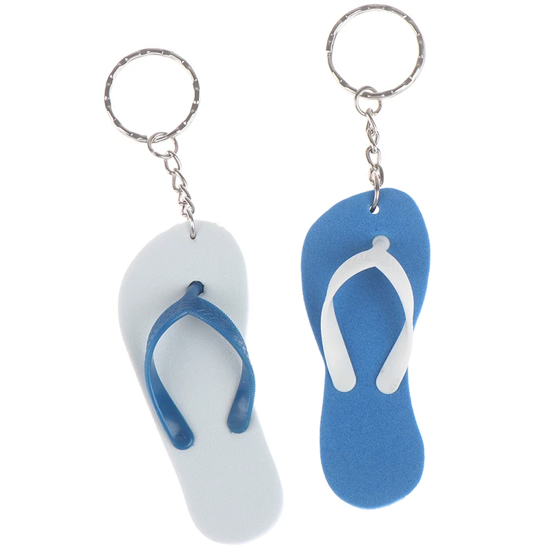 2Pcs Boat Marine Floating Keychain Buoyant Foam Flip Flops Shaped Key Floats Key Ring Holder Kayak Fishing Slipper Outboard