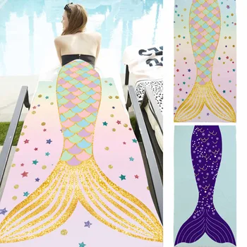 

Beach Towel for Adult Microfiber Mermaid Printing Quick Drying Travel Sports Towel Blanket Bath Swimming Pool Camping 150x75cm
