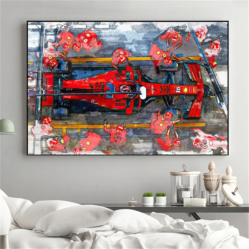 Fashion Formula 1 Racing Car Canvas Painting Racer Abstract Wall Art Poster Pictures For Living Boy Room Home Decoration Gift