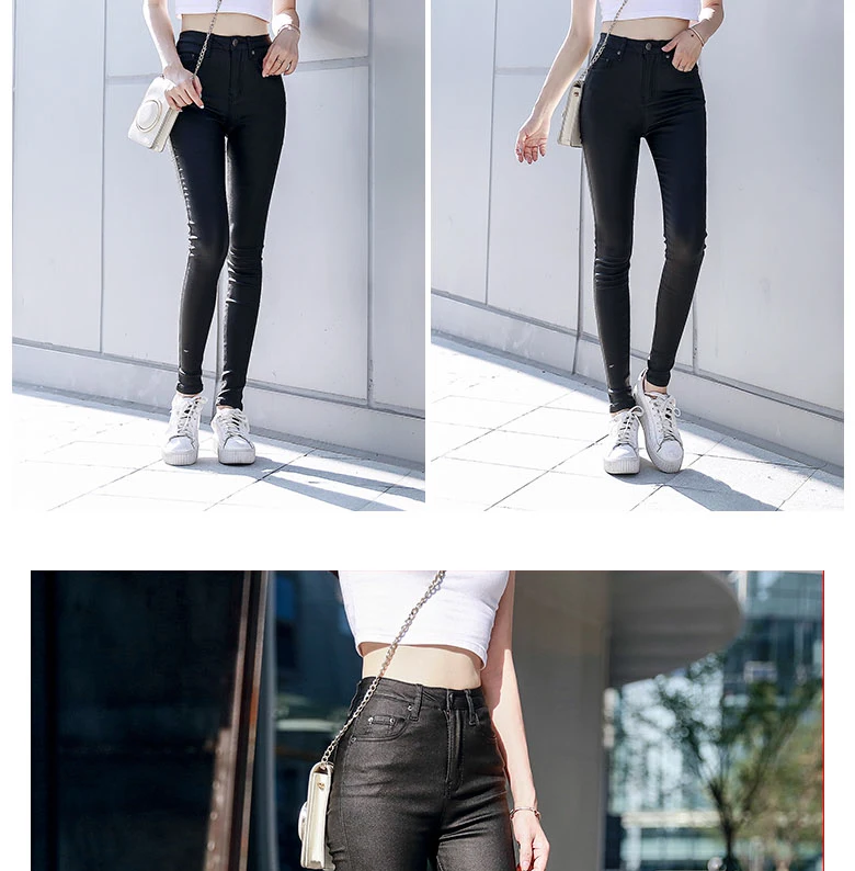 womens clothing 2020 New Autumn and Winter Girls High Waist High Stretch Skinny Coating Faux Leather Black Pencil Pants women's clothing stores