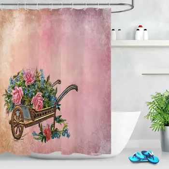 

Vintage Flowers Polyester Waterproof Fabric Shower Curtain Bathroom Accessories