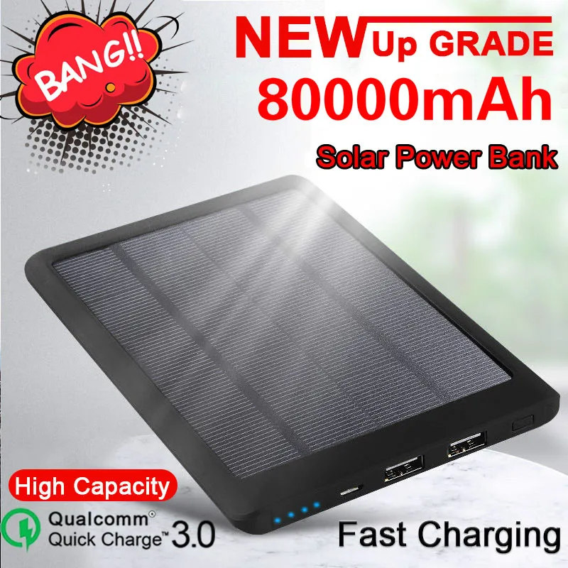 80000 мАч солнечный Power Bank портативный водонепроницаемый открытый зарядное