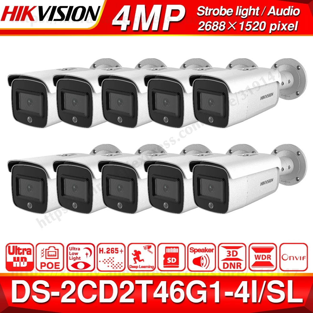 Предпродажа Hikvision оригинальная DS-2CD2T46G1-4I/SL 4MP сетевая пуля POE сетевая камера H.265 слот для SD карты будильник/светильник 10 шт./лот