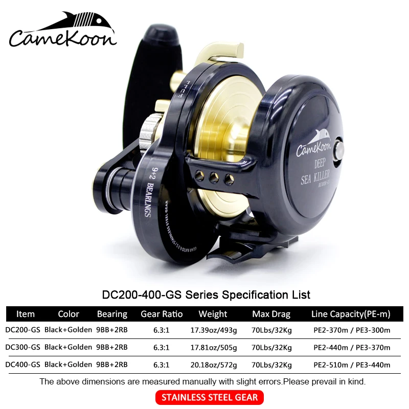 CAMEKOON Saltwater Fishing Reels 9+2 BBs Casting Sea Fishing Brake Wheel  Gear Ratio 6.3:1 Trolling Reel Round Baitcasting Reel