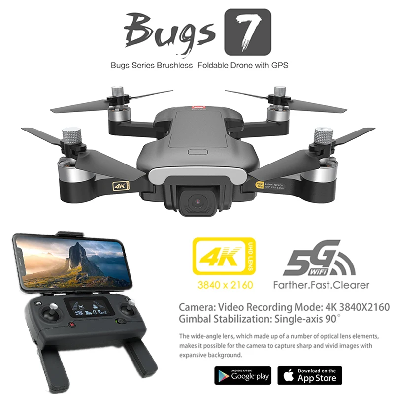 Квадрокоптер MJX Bugs 7 B7 с GPS 4K Wi Fi HD камера бесщеточный двигатель RC складной Вертолет
