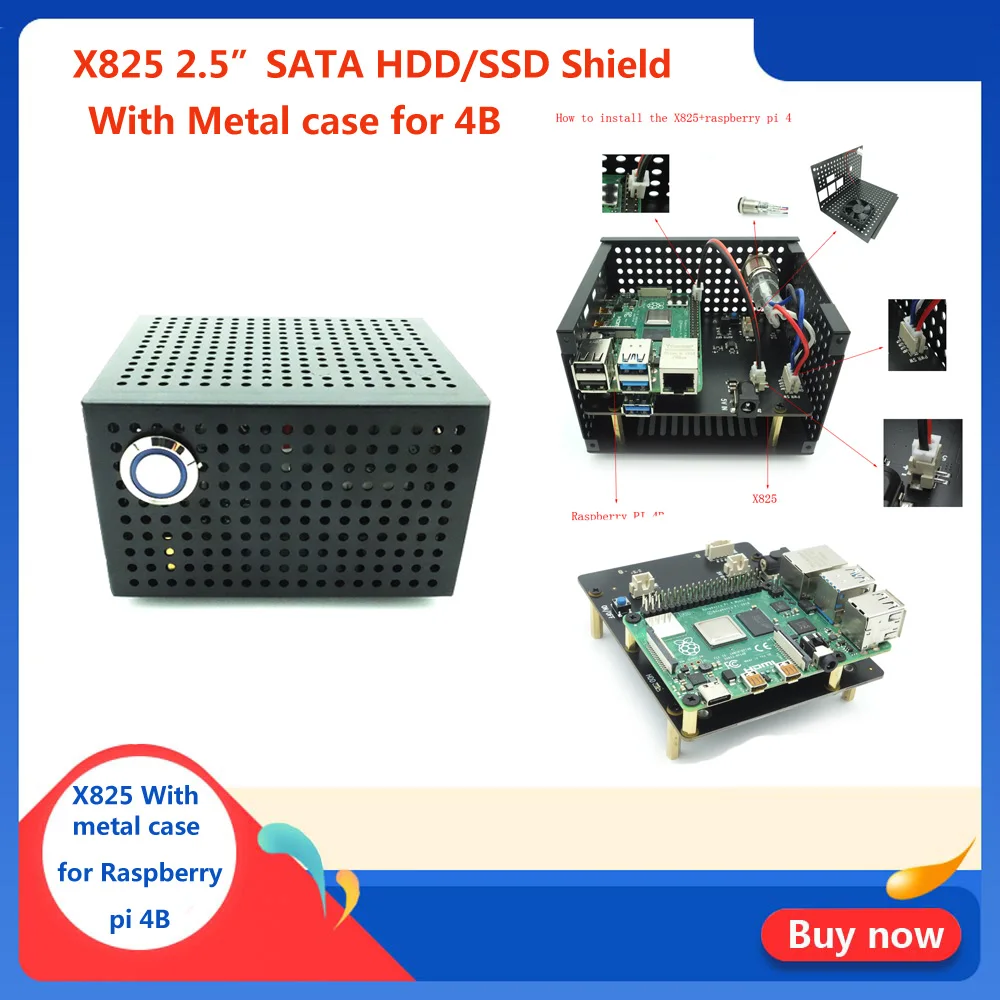  Raspberry Pi 4 Modell B 25 zoll SATA HDD/SSD Lagerung Expansion Board x825 USB3.1 Mobile Festplatte