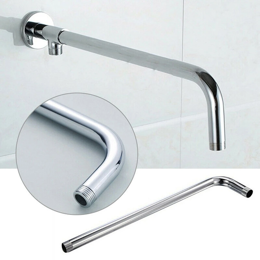 30cm Stainless Steel Wall Mounted Shower Head Extension Arm Rain Install Easy Bathroom