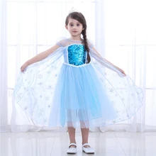 Для девочек День рождения Анна платье Эльзы, платье принцессы, рождественское платье Снежная Королева Костюм Снежинки ребенка в стиле Эльзы и Анны парик Рапунцель корона; сезон осень