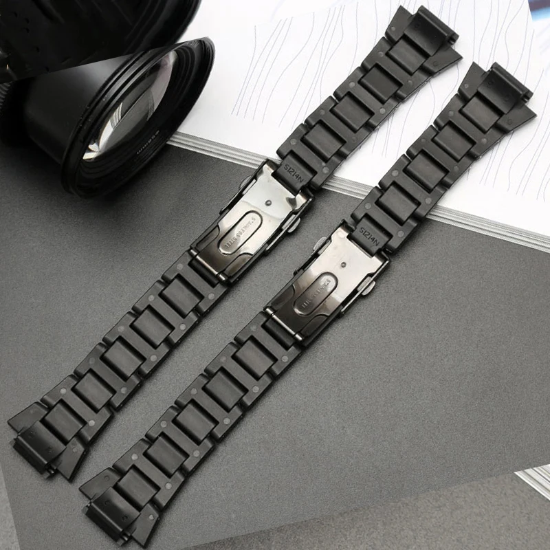 Ремешок пластиковый для Casio G-SHOCK DW6900 DW9600 черный складной мужской сменный Браслет