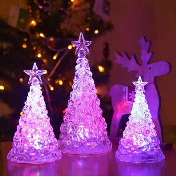 

1PC LED Night Light Artificial Crystal Christmas Tree Decoration for Bedroom Home Decor Christmas Party