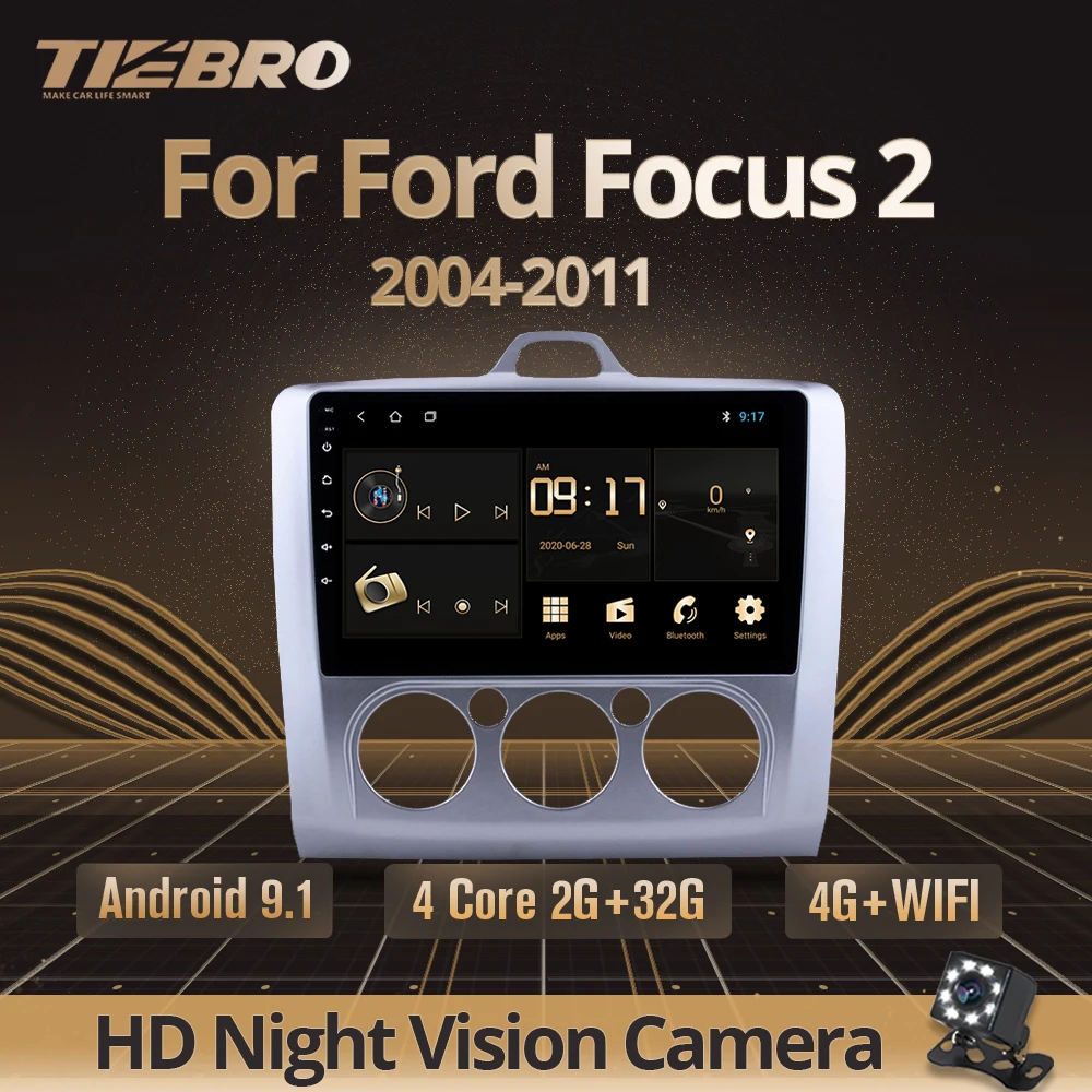 Автомагнитола TIEBRO 2DIN Android 9 0 Dvd плеер для Ford Focus EXI MT 2 3 Mk2 2004 2005 2006 2007 2011 GPS