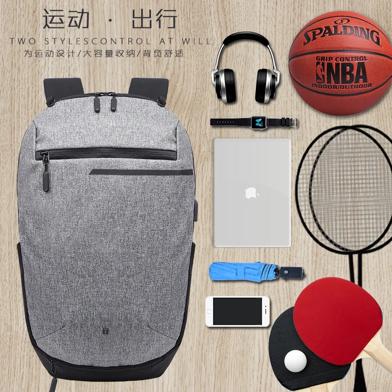 

New Style Canvas Backpack Men Casual Contrast Color Basketball Sports Backpack USB Charging Korean-style College Student School