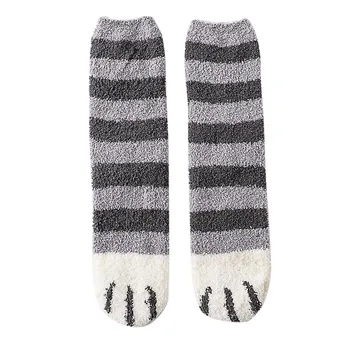 

Winter Thicken Warm Women Socks Cute Cat Paw Cartoon Striped Lovely Sleeping Home Floor Bedroom Sock Harajuku kawaii Tube Socks