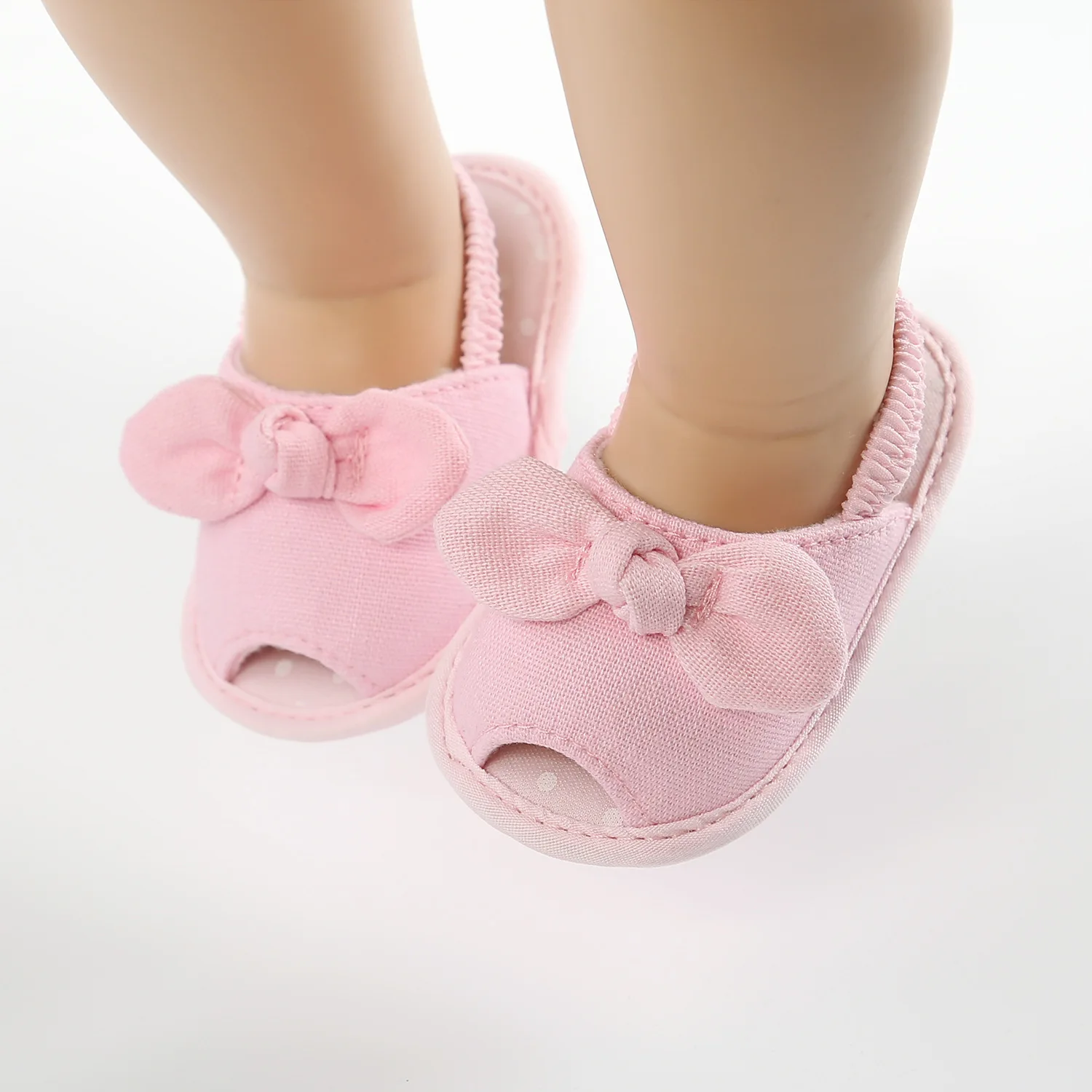 3 Colors Baby Girls Summer Princess Sandal Solid Color Bowknot Elastic Band Non-slip Shoes Infant Soft Sole First Walkers 0-18M