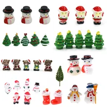 Estatuilla de muñeco de nieve de Navidad en miniatura, decoración del hogar, estatua de animales de dibujos animados de jardín de hadas, adornos de bonsái, regalo artesanal de resina