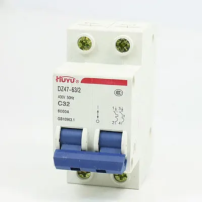 

AC 400V 32Amp 2-Pole Overload Protection MCB Mini Circuit Breaker