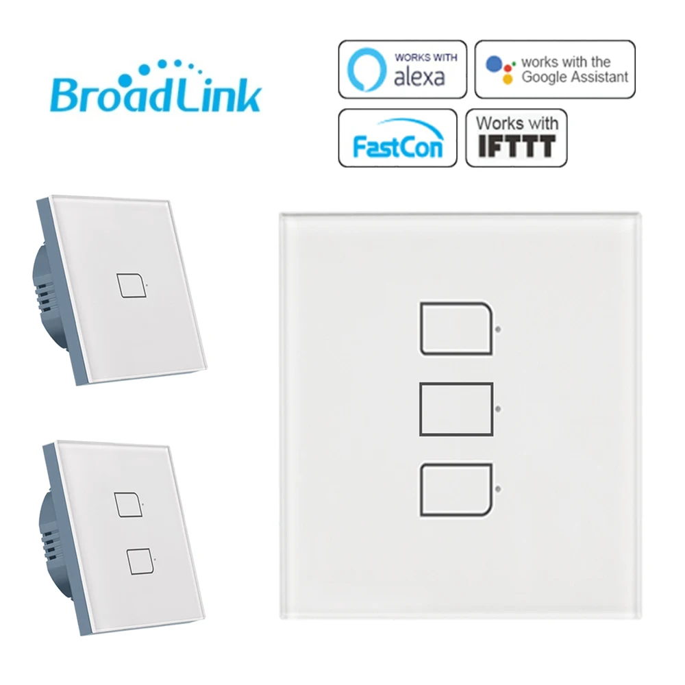 

Broadlink TC2S US UK EU WiFi Smart Wall Switch Panel Remote Wireless Home Automation Modules Work with Alexa Amazon Google Home