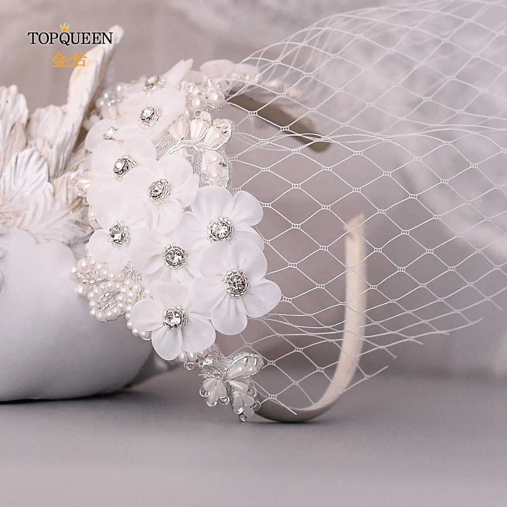 TOPQUEEN S355-WS свадебная фата Фата невесты с цветами клетка veu de noiva аксессуар для волос mariage свадебные аксессуары для волос