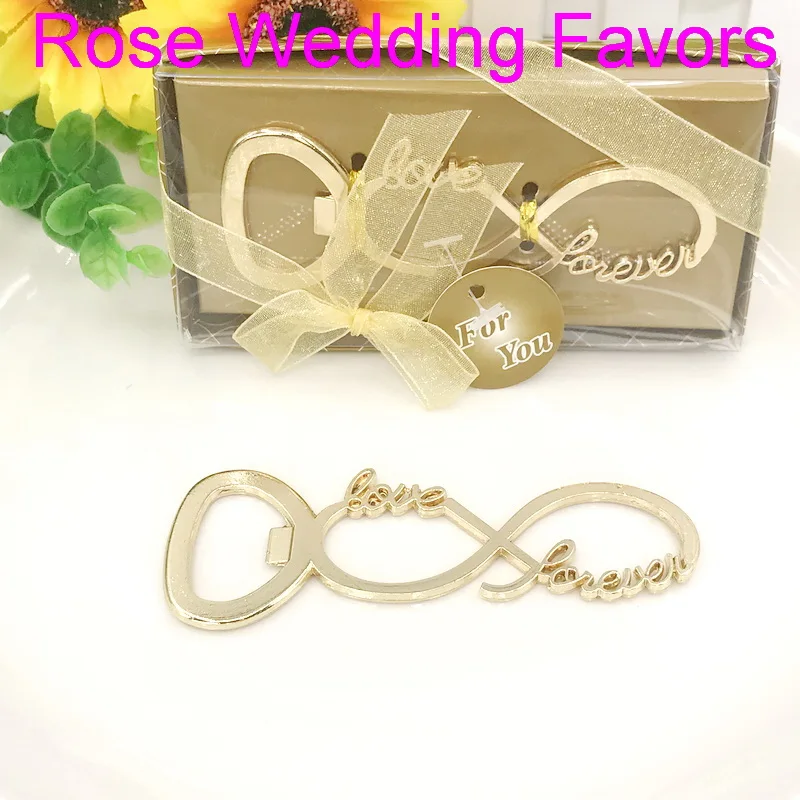 

Gold Infinity Design Bottle Opener Metal Bottle Cap Openers Golden Wedding Favors Bridal Shower Party Giveaways For Guest 10PCS