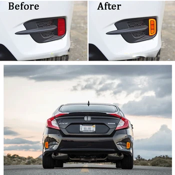 

ECAHAYAKU Car LED DRL Daytime Running Light for Honda Civic 2016 Rear Bumper Light Tail Light Brake Light DC 12V 1 Pair