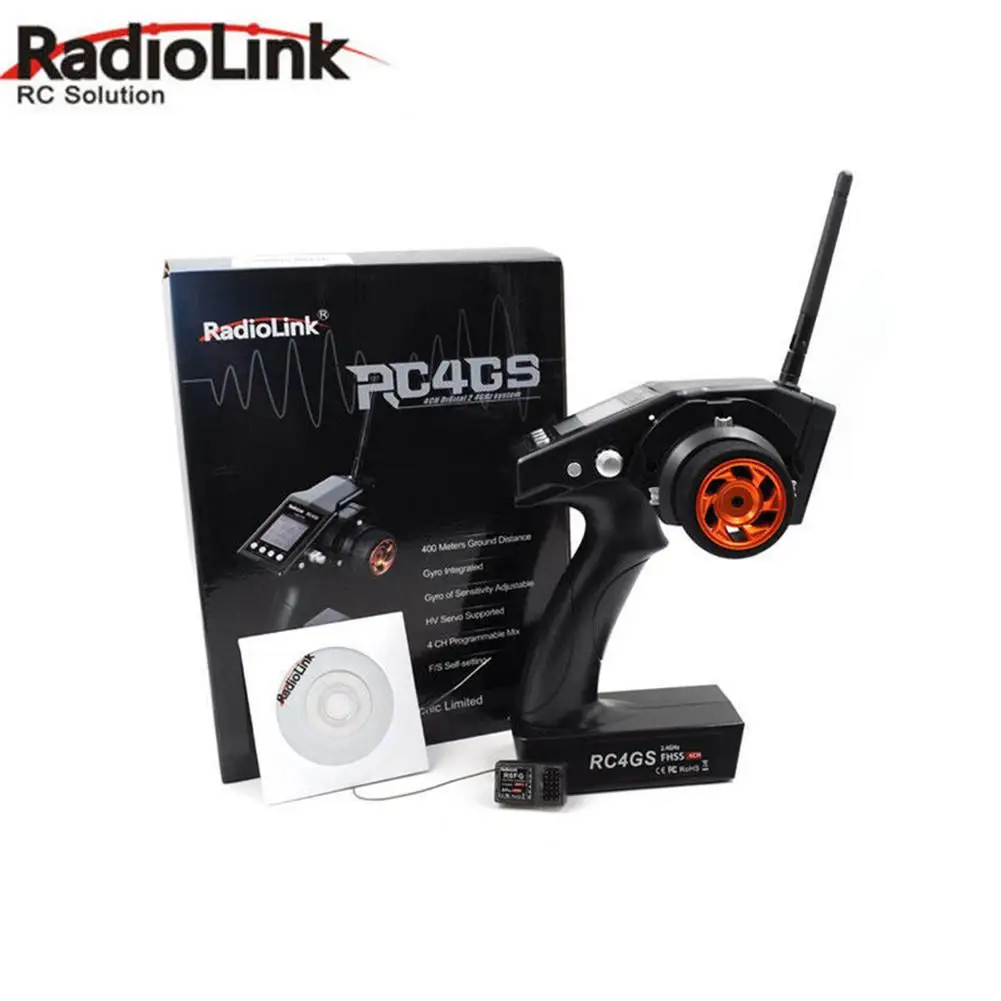 RadioLink 4 канала RC4GS/RC4G 2,4G 4CH пистолет контроллер передатчика+ R6FG гироскоп внутренний приемник для RC автомобилей Baja RT лодка Rx