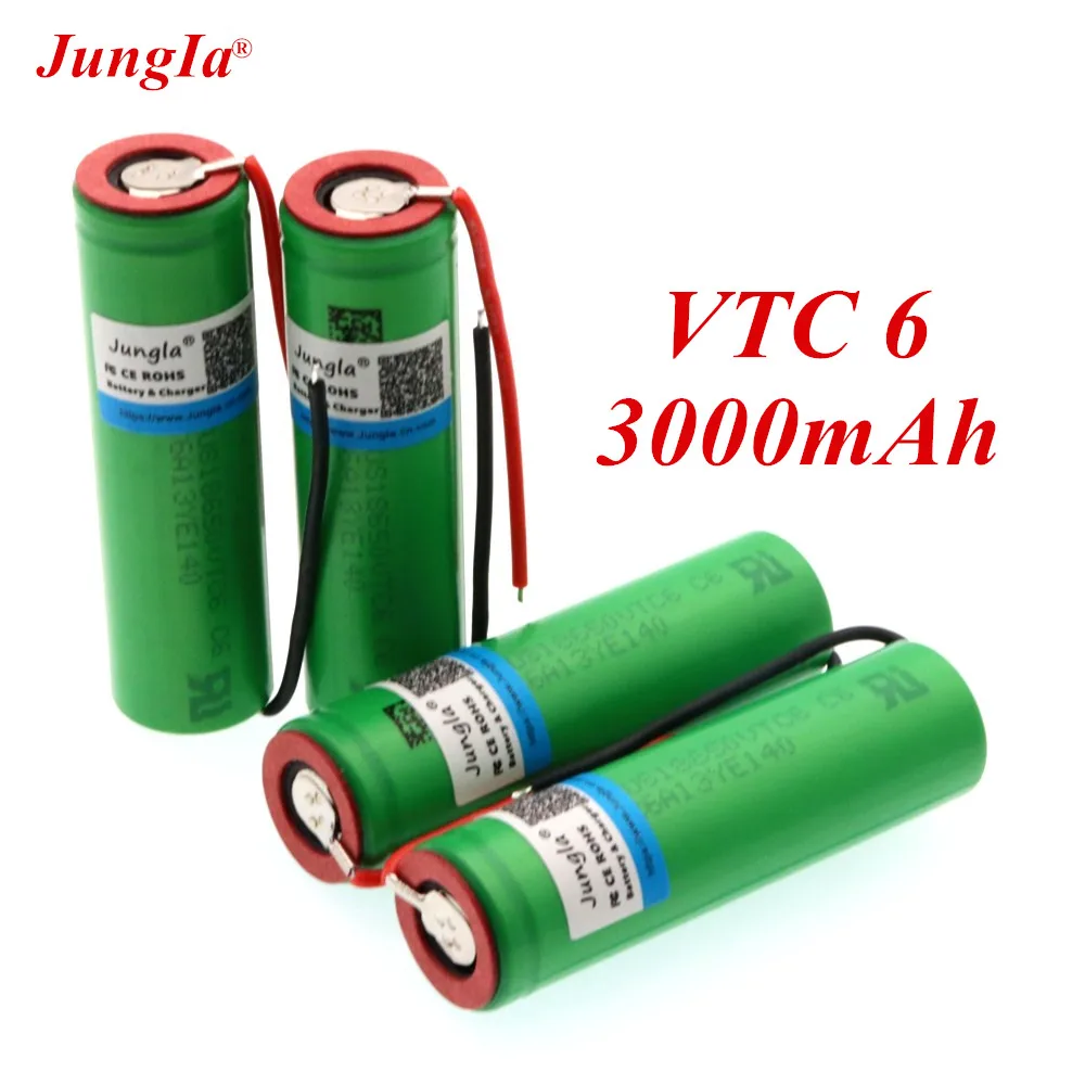 New 18650 VTC6+diy welding wire 3.7V 3000mAh Li-ion Battery 30A Discharge for shura screwdriver and tools batteries fe | Электроника