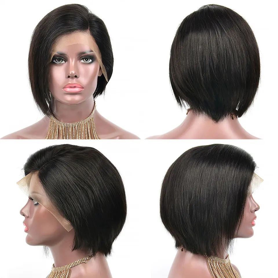 YVONNE дизайн Pixie Cut Короткие парики бразильский Remy кружева передние человеческие волосы парики прямые натуральный цвет