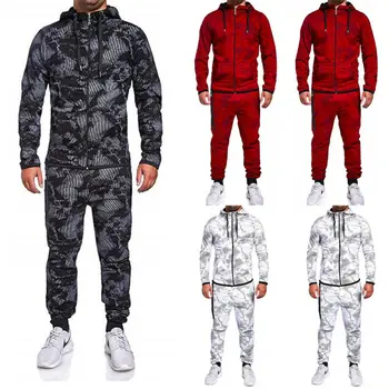 

Spring Autumn Fashion Men Sets Outdoor Sports Tracksuit Zip Hoodies Sweatsuit Gym Slim Fit Top Bottoms Trousers Joggers Outfits