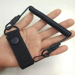 Tactical Anti-lost Elastic Lanyard Rope Military Spring Safety Strap Gun Rope For Key Ring Chain Flashlight Accessories