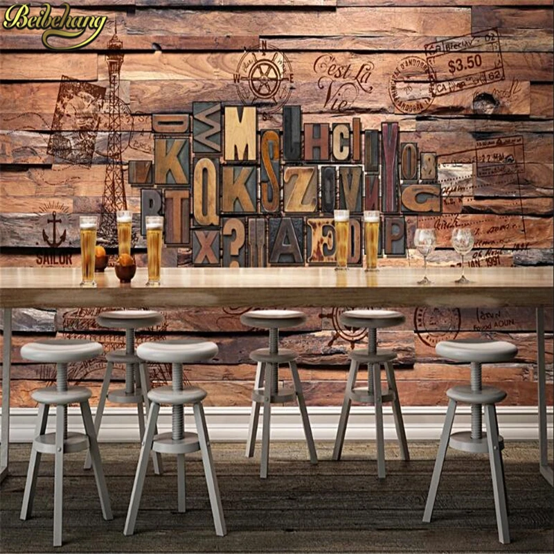Beibehang Custom Photo Mural Wallpaper 3d English Alphabet Bar Restaurant Background Wall Paper