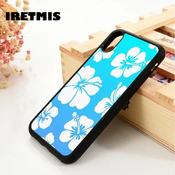 

Iretmis 5 5S SE 6 6S Soft TPU Silicone Rubber phone case cover for iPhone 7 8 plus X Xs 11 Pro Max XR Blue Hibiscus