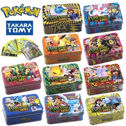 TAKARA TOMY – jeu de cartes à collectionner Pokemon, boîte en fer, jouets de combat, dessin animé, cadeaux de noël pour enfants, 40 pièces/ensemble 