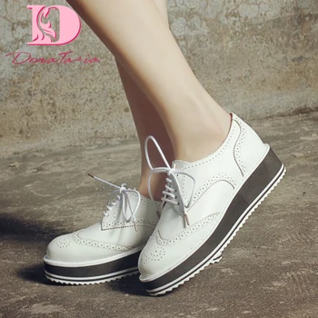 

Doratasia 2020 New Design Plus Size 33-49 Spring Flat Platform Shoes Woman Flats Lace Up Platform Concise Flats Women Shoes